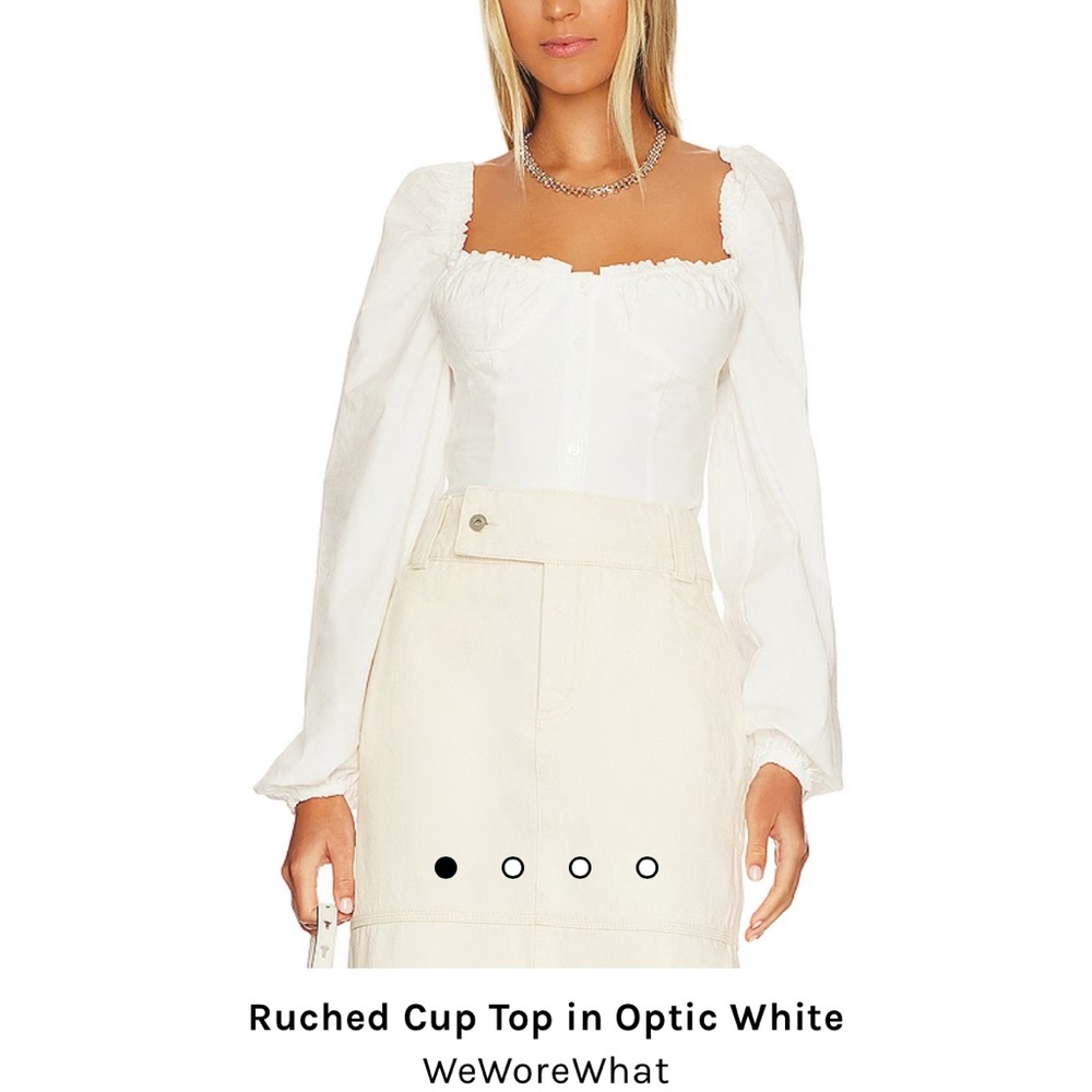 WeWoreWhat Optic White Ruched Cup Long-Sleeve Top